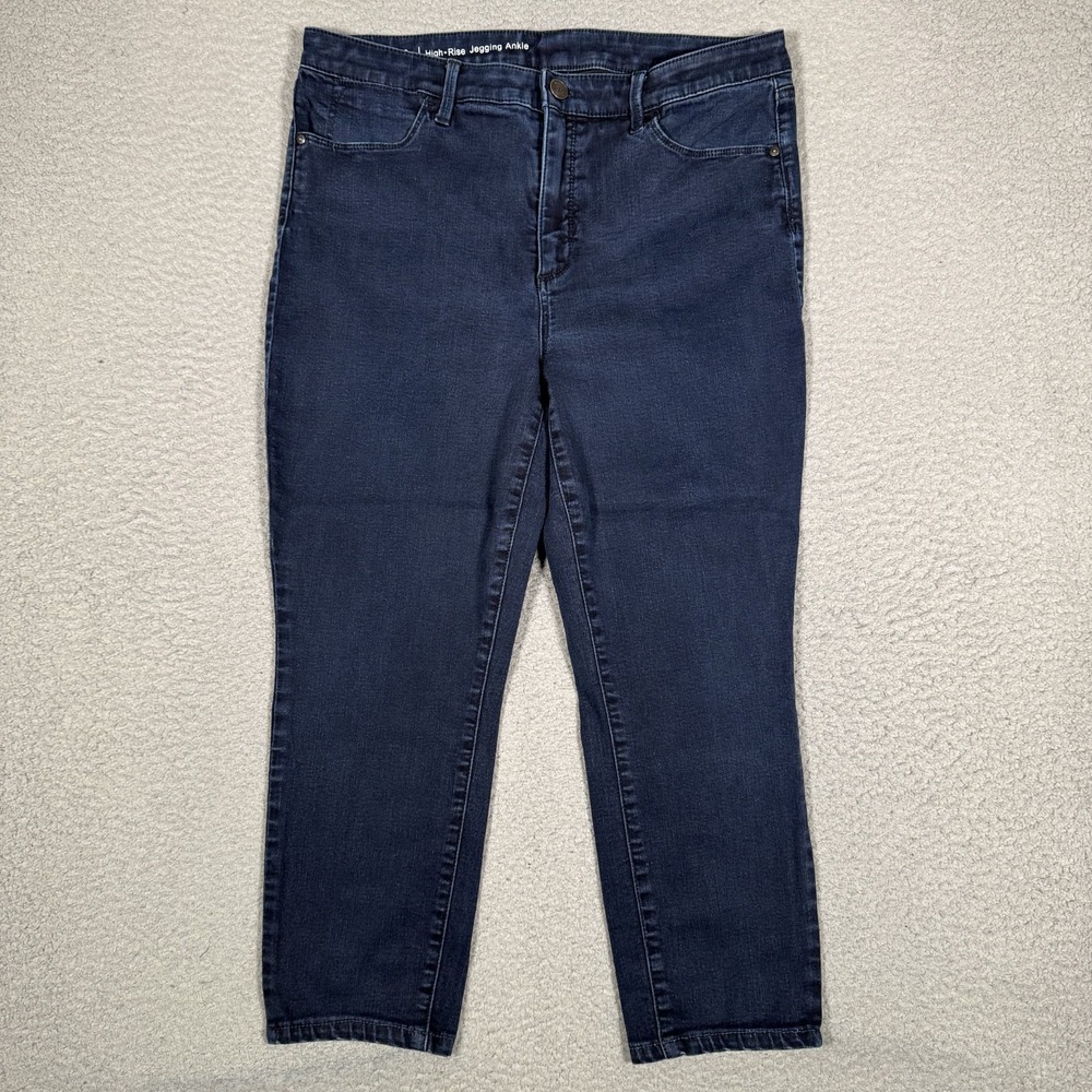 Talbots Jeans Womens 12P 31x21 Blue High Rise Jegging Ankle Crop Pockets Stretch